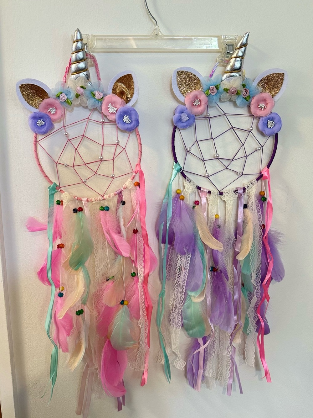 Pair of Kids Unicorn Dreamcatcher - Purple & Pink
